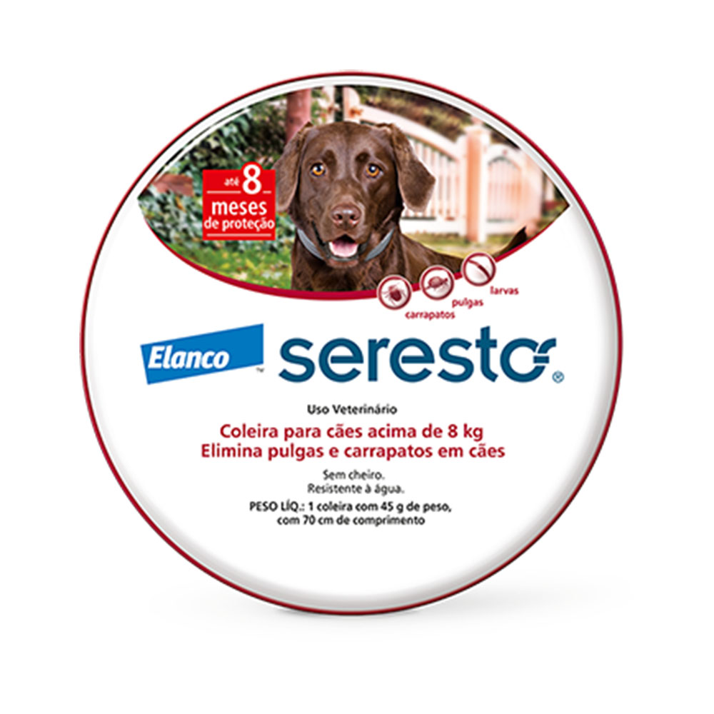 Coleira Antipulgas e Carrapatos Seresto Grande para Cães Acima de 8Kg Elanco