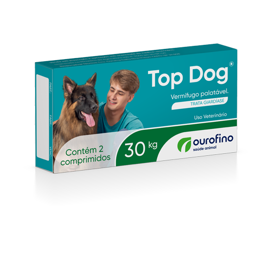 Vermífugo Top Dog para Cães Até 30Kg 2 Comprimidos Ourofino