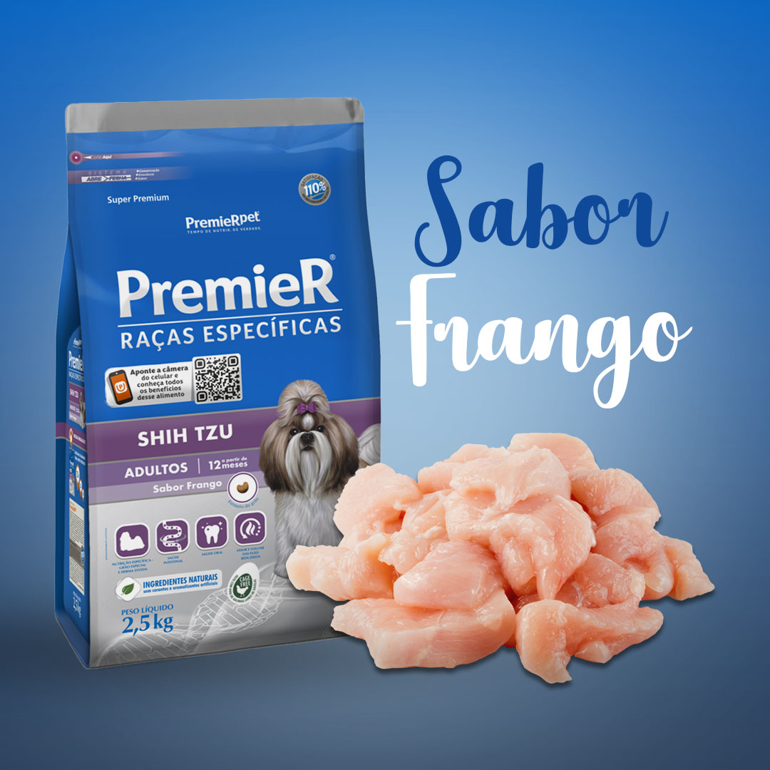 Ração Premier Raças Específicas para Cães Adultos Shih Tzu Sabor Frango 2,5kg