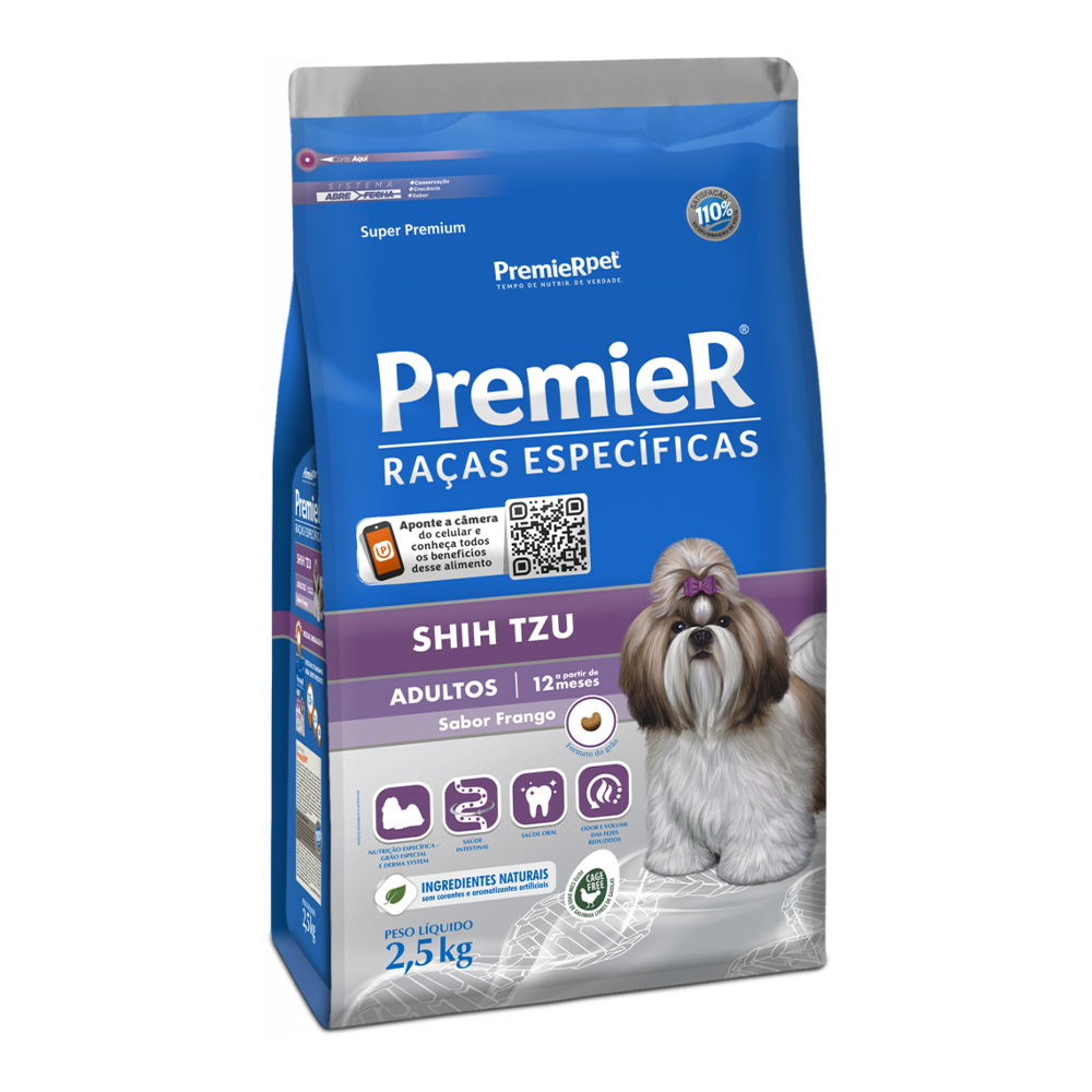 Ração Premier Raças Específicas para Cães Adultos Shih Tzu Sabor Frango 2,5kg