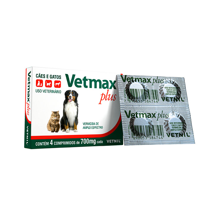 Vermífugo Vetmax Plus para Cães e Gatos 4 Comprimidos Vetnil