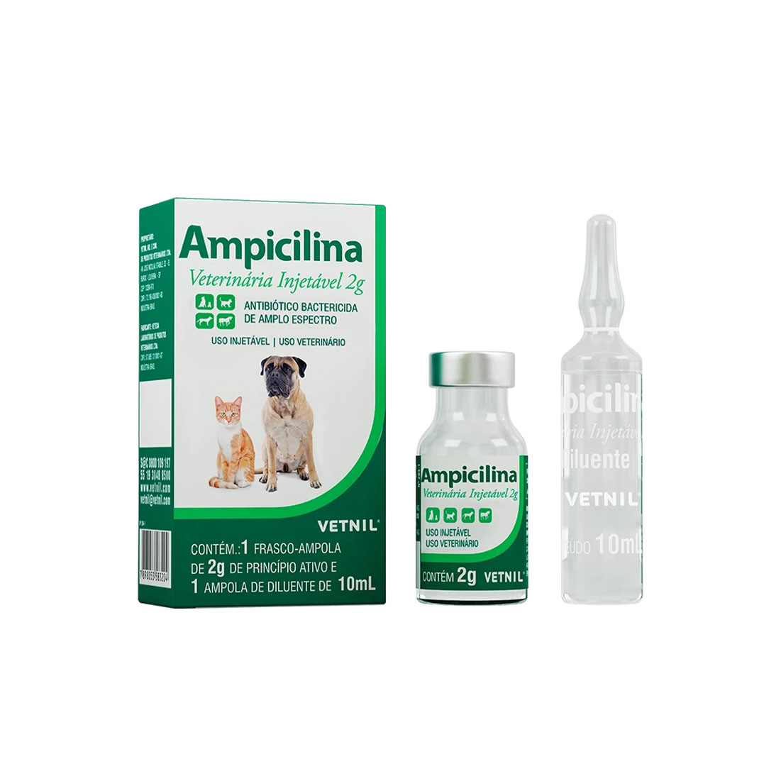 Ampicilina Veterinária Injetável 2g Vetnil