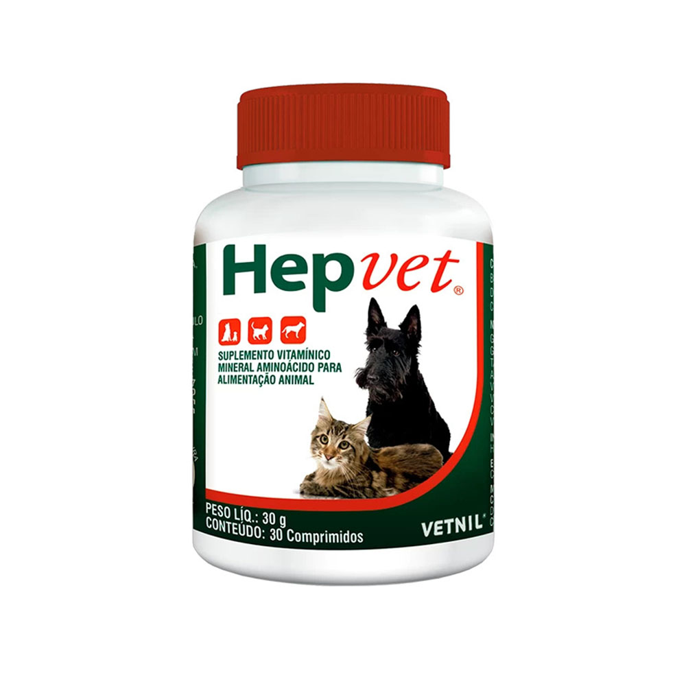 Hepvet 30 Comprimidos para Cães e Gatos Vetnil