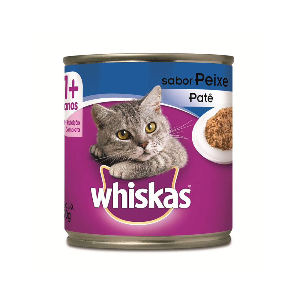 Ração Whiskas Lata para Gatos Adultos Sabor Peixe 290g