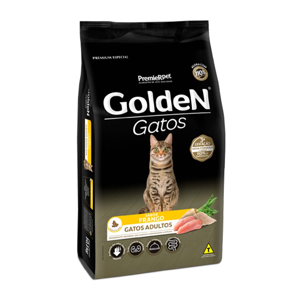 Ração Golden para Gatos Adultos Sabor Frango 1Kg