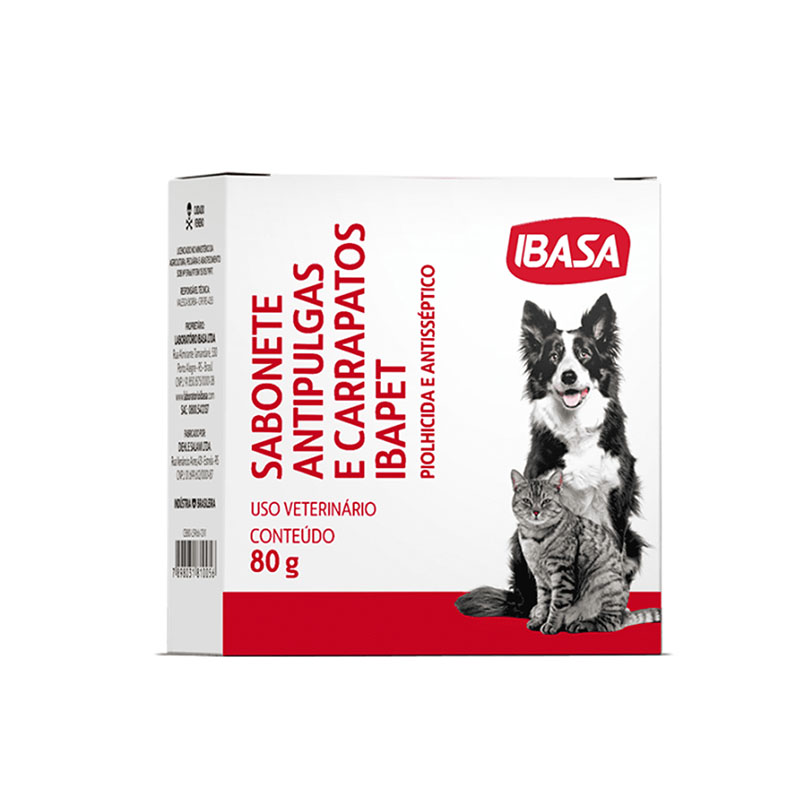 Sabonete Ibasa Antipulgas e Carrapatos para Cães e Gatos 80g