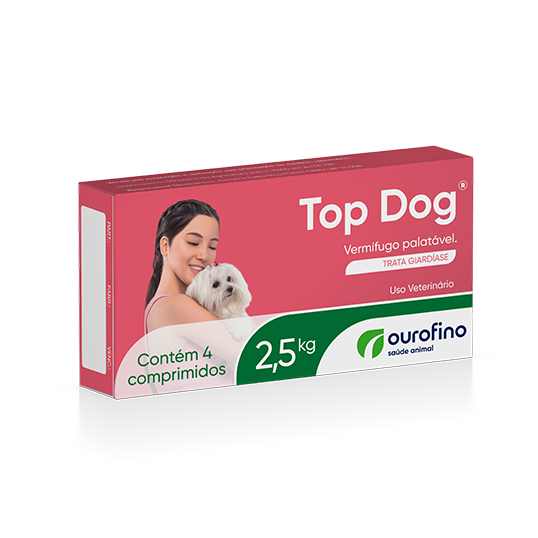 Vermífugo Top Dog para Cães Até 2,5Kg 4 Comprimidos Ourofino