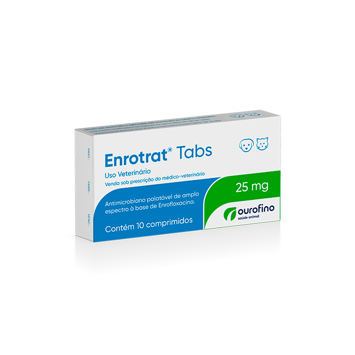 Enrotrat Tabs 25mg para Cães e Gatos 10 Comprimidos Ourofino