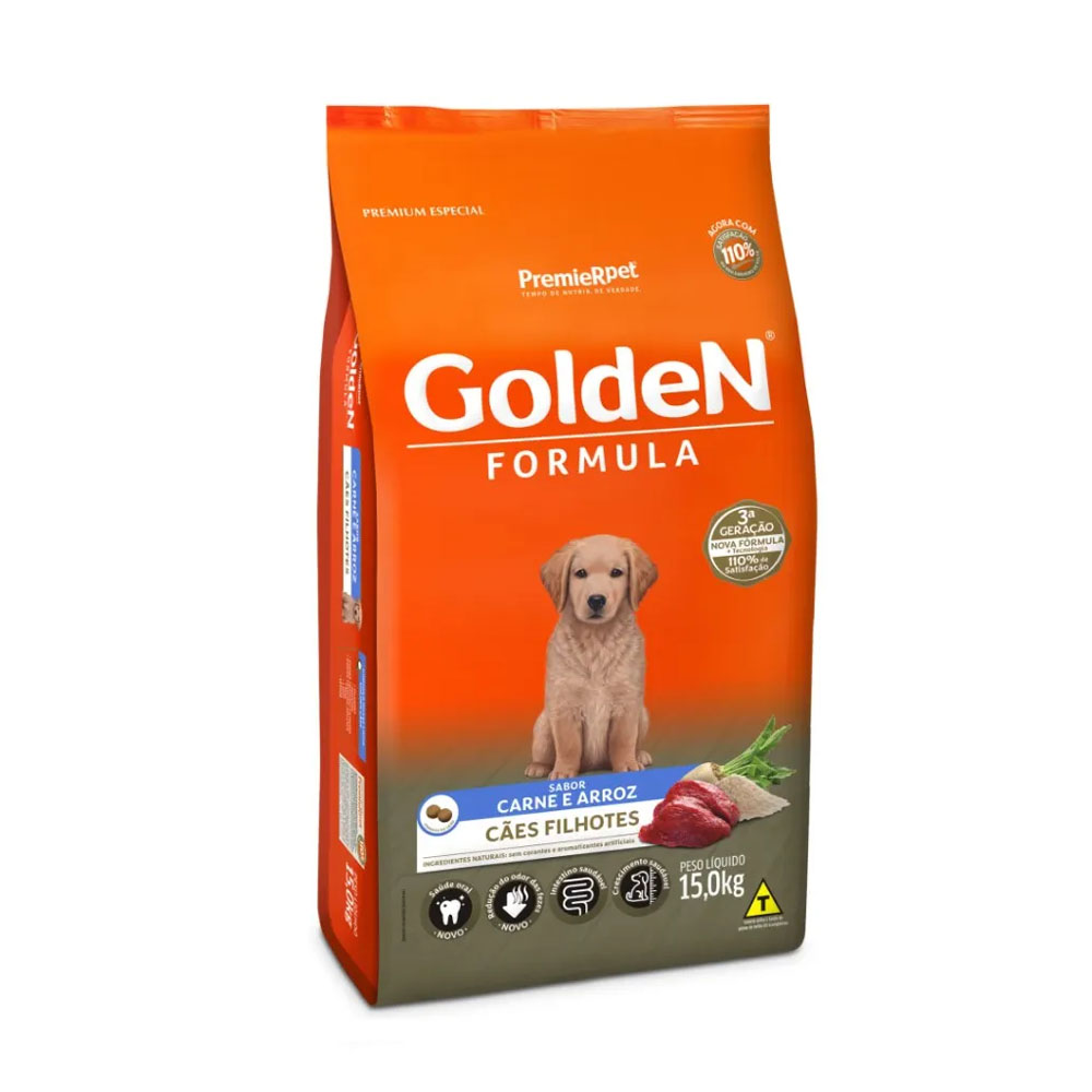 Ração Golden Fórmula para Cães Filhotes Sabor Carne e Arroz 15kg