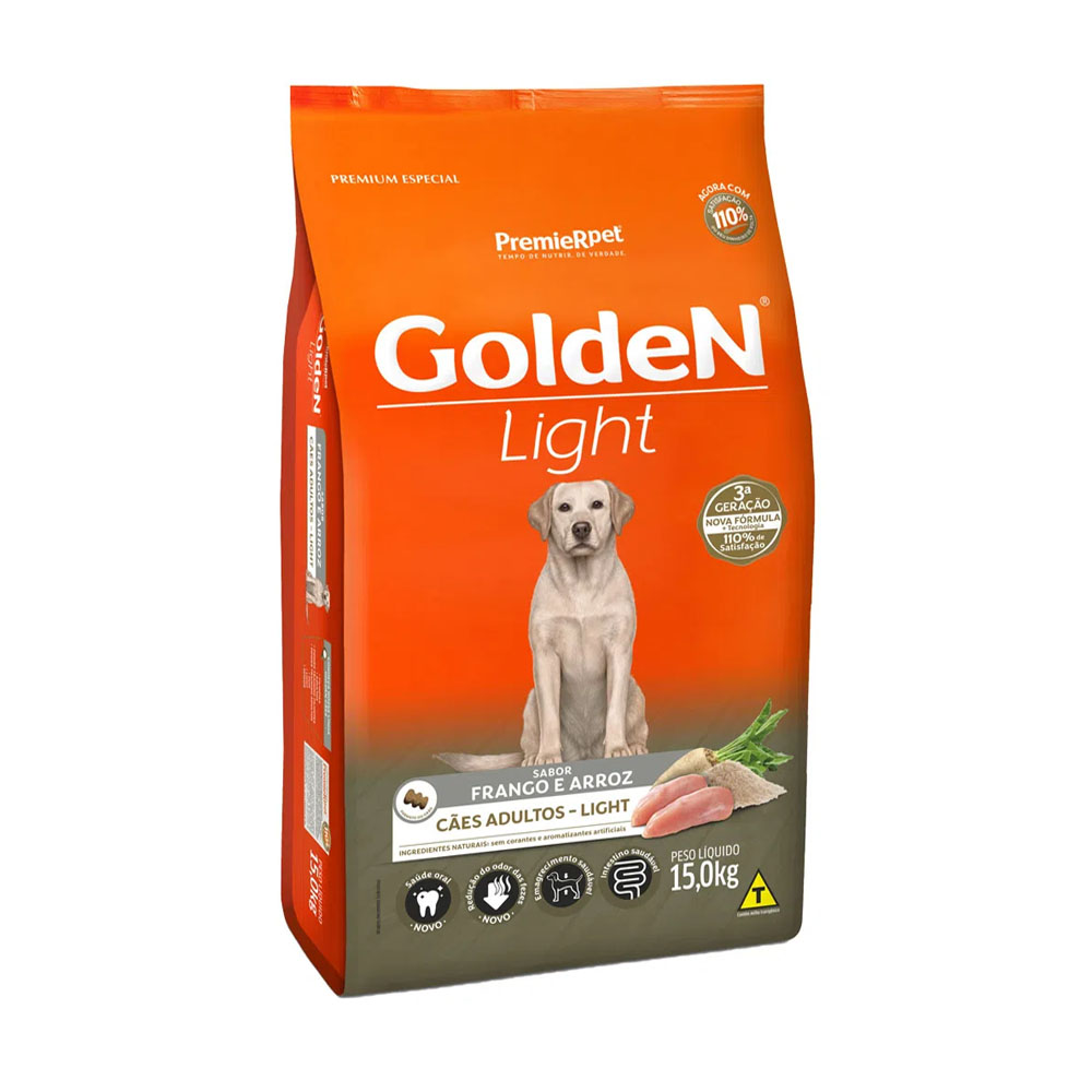 Ração Golden Fórmula Light para Cães Adultos Sabor Frango e Arroz 15kg