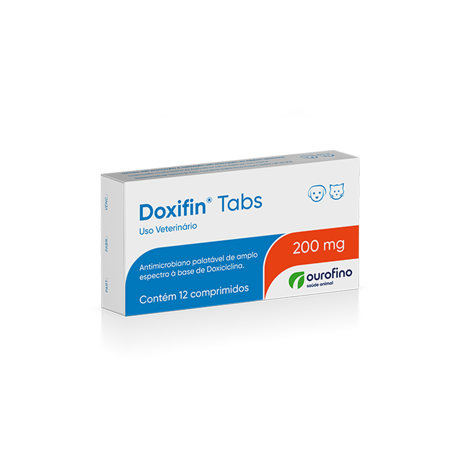 Doxifin Tabs 200mg para Cães e Gatos 12 Comprimidos Ourofino