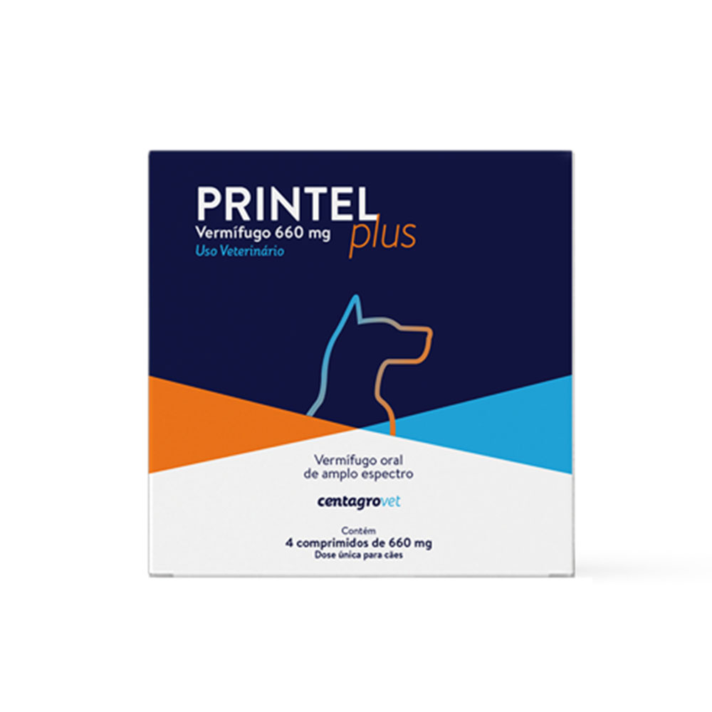 Vermífugo Printel Plus 660mg para Cães 4 Comprimidos Centagro
