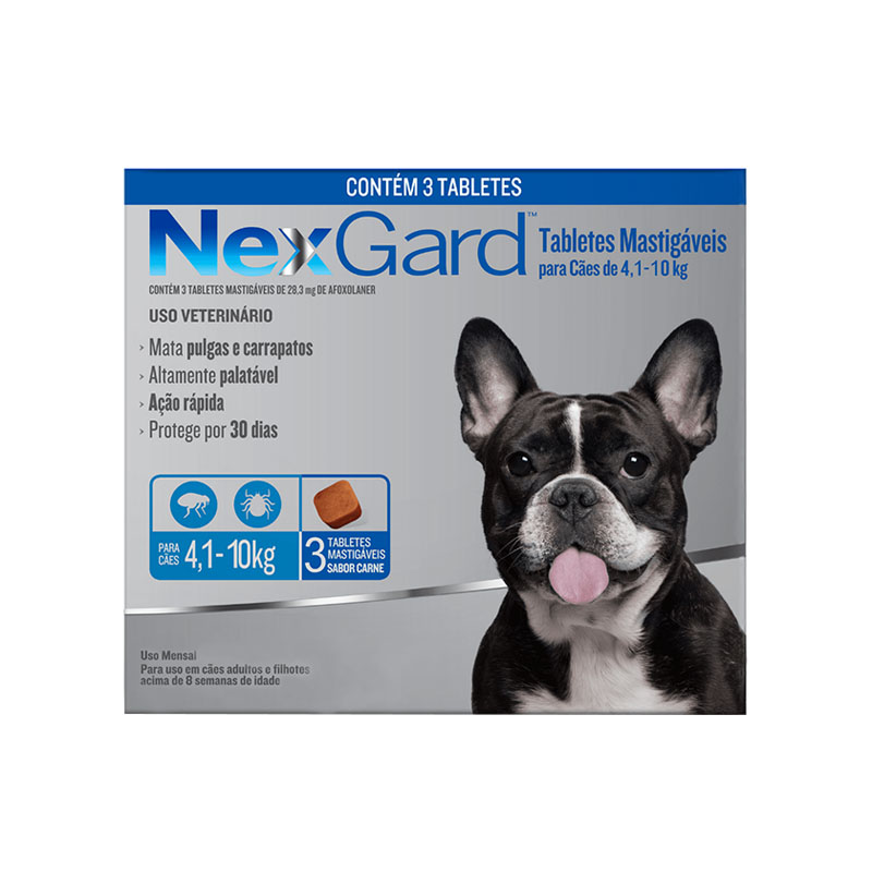 Antipulgas e Carrapatos NexGard para Cães de 4,1 a 10Kg 3 Comprimidos Boehringer Ingelheim
