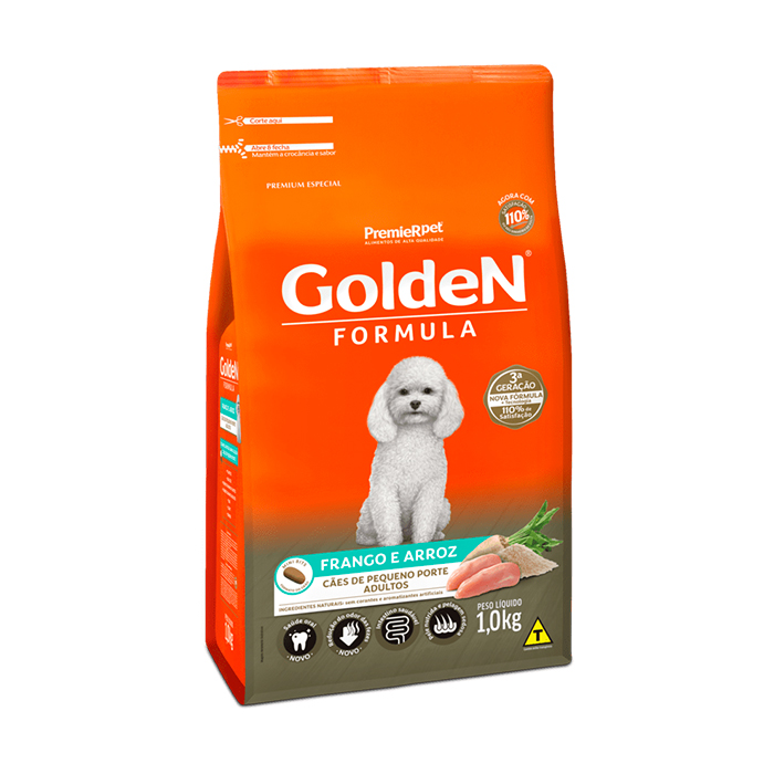 Ração Golden Fórmula para Cães Adultos de Pequeno Porte Sabor Frango e Arroz 1Kg