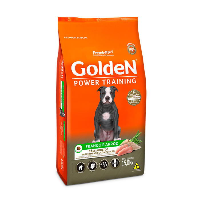 Ração Golden Power Training para Cães Adultos Sabor Frango e Arroz 15kg