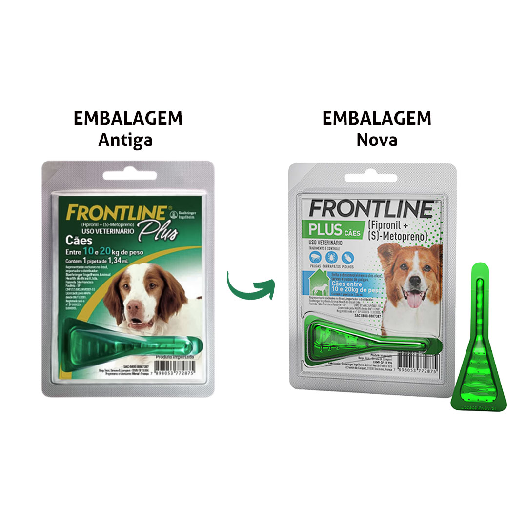 Antipulgas e Carrapatos Frontline Plus para Cães de 10 à 20Kg 1,34ml Boehringer Ingelheim