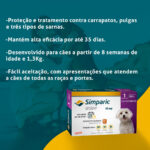 Antipulgas e Carrapatos Simparic 10mg para Cães de 2,6 a 5Kg 1 Comprimido Zoetis