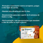 Antipulgas e Carrapatos Simparic 20mg para Cães de 5,1 a 10Kg 1 Comprimido Zoetis
