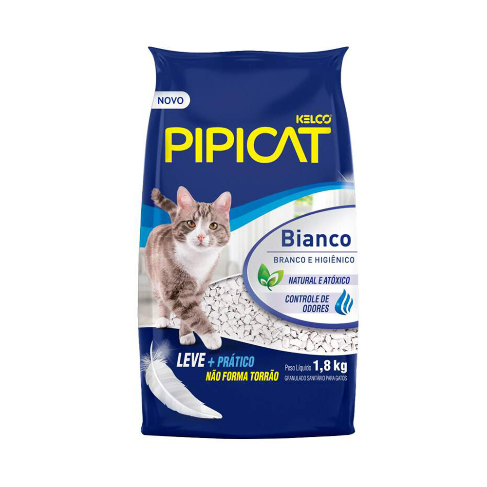 Areia Sanitária Pipicat Bianco para Gatos 1,8kg Kelco