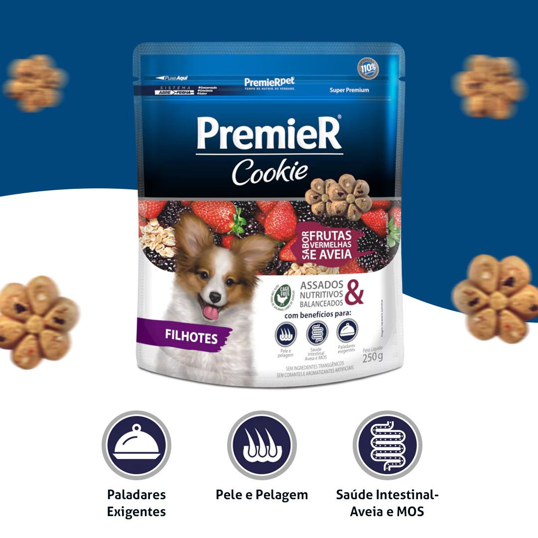 Premier Cookie para Cães Filhotes Frutas Vermelhas e Aveia 250g