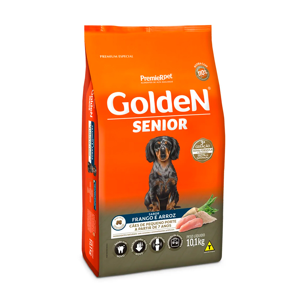 Ração Golden Formula para Cães Sênior de Raças Pequenas Sabor Frango e Arroz 10,1Kg