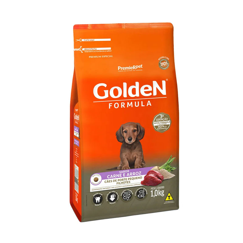 Ração Golden Formula para Cães Filhotes de Pequeno Porte Sabor Carne e Arroz 1kg