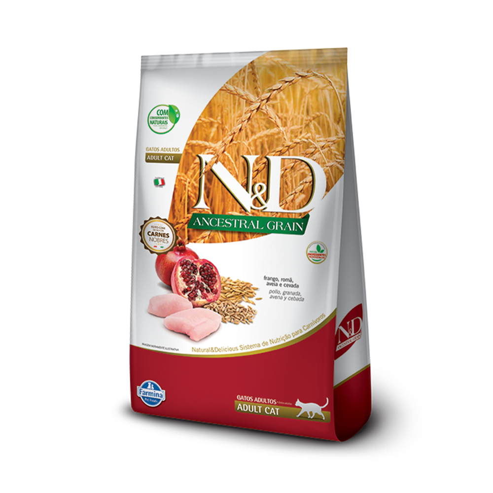 Ração Farmina N&D Ancestral para Gatos Adultos Sabor Frango, Romã, Aveia e Cevada 1,5Kg