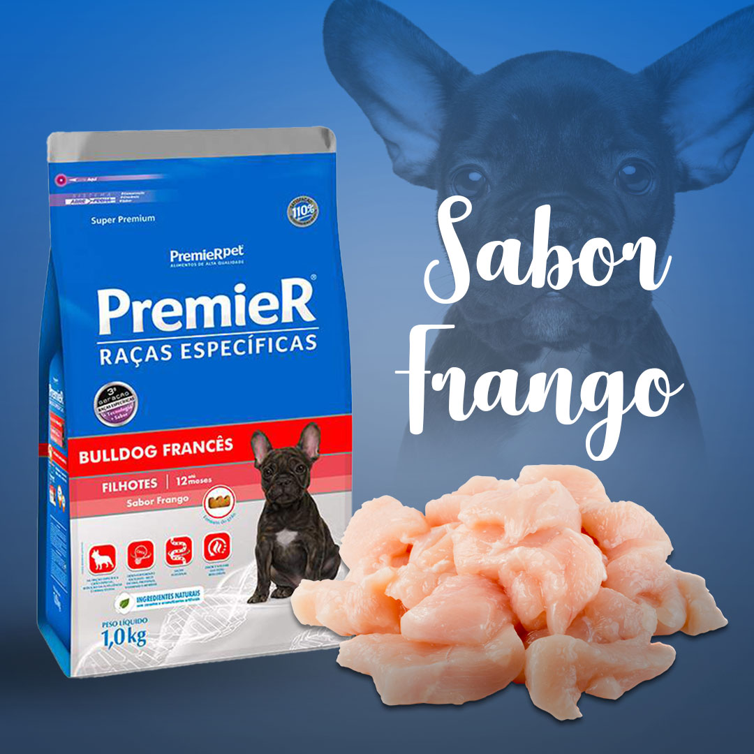 Ração Premier Raças Específicas para Cães Filhotes Bulldog Francês Sabor Frango 1kg