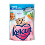 Ração Úmida Kelcat para Gatos Adultos Sabor Peixe com Ervilha e Cenoura 85g Kelco