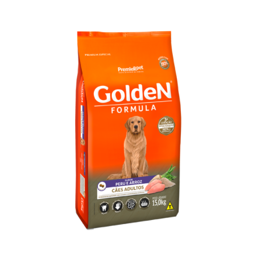 Ração Golden Formula para Cães Adultos Sabor Peru e Arroz 15kg
