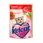 Ração Úmida Kelcat para Gatos Adultos Sabor Carne com Ervilha e Cenoura 85g Kelco