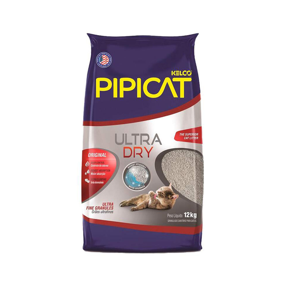 Areia Sanitária Pipicat Ultra Dry 12Kg para Gatos Kelco