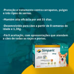 Antipulgas e Carrapatos Simparic 40mg para Cães de 10,1 a 20Kg 3 Comprimidos Zoetis