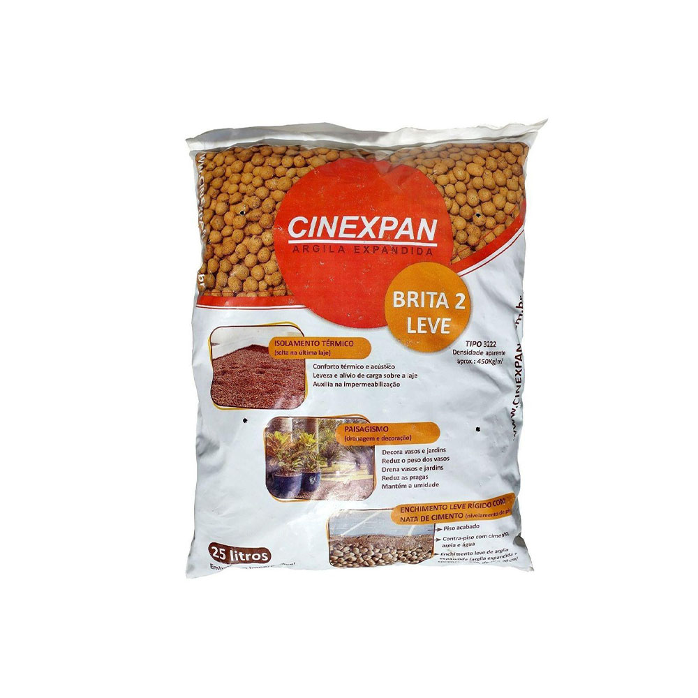 Argila Expandida 25L 10Kg Cinexpan