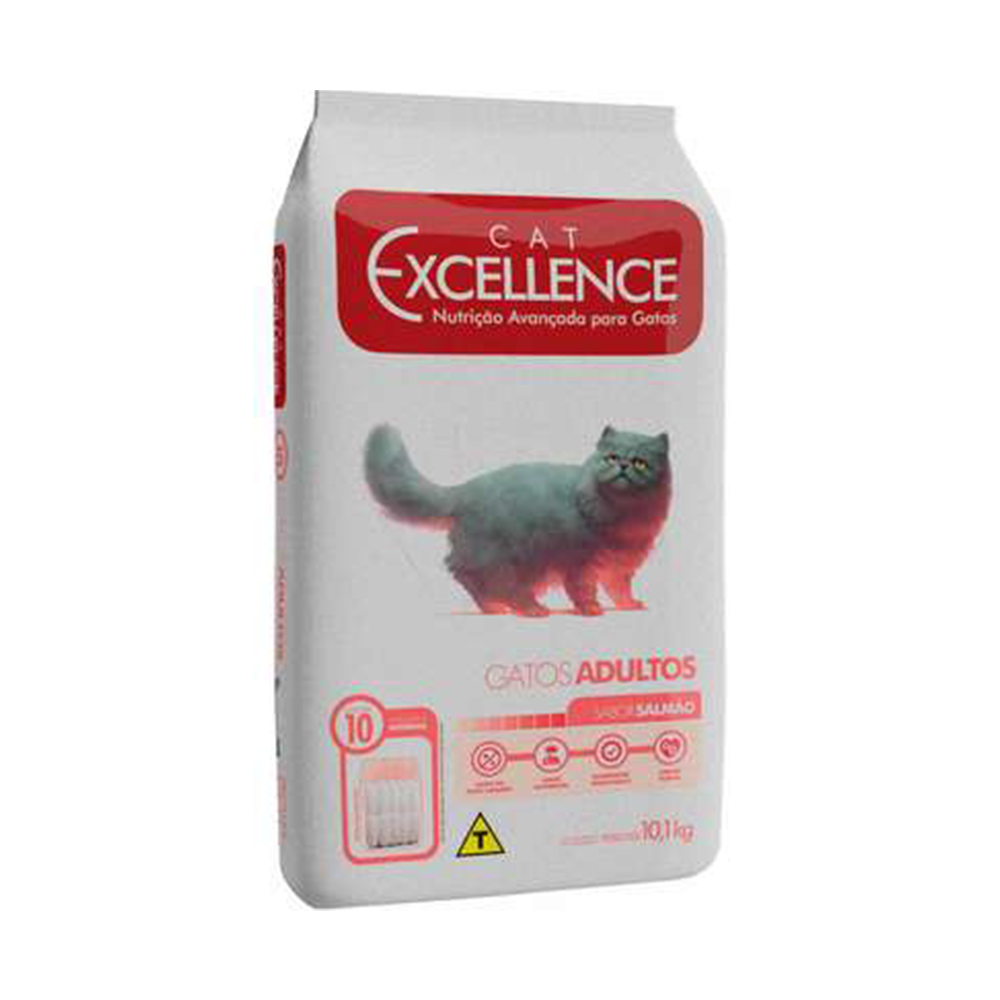 Ração Cat Excellence para Gatos Adultos Sabor Salmão 10,1Kg