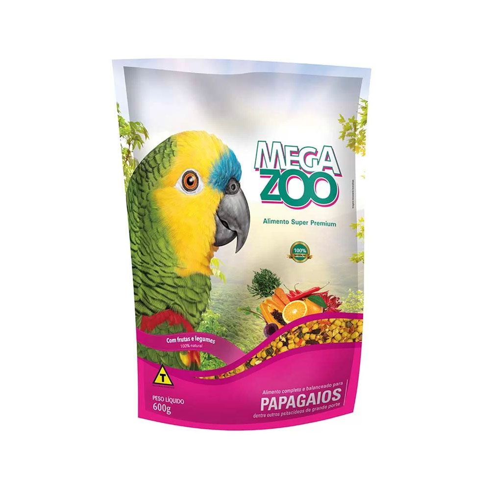 Ração Megazoo para Papagaios com Frutas e Legumes 600g