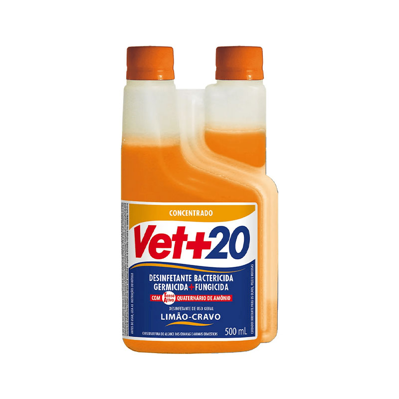 Desinfetante Concentrado Vet+20 Limão-Cravo 500ml