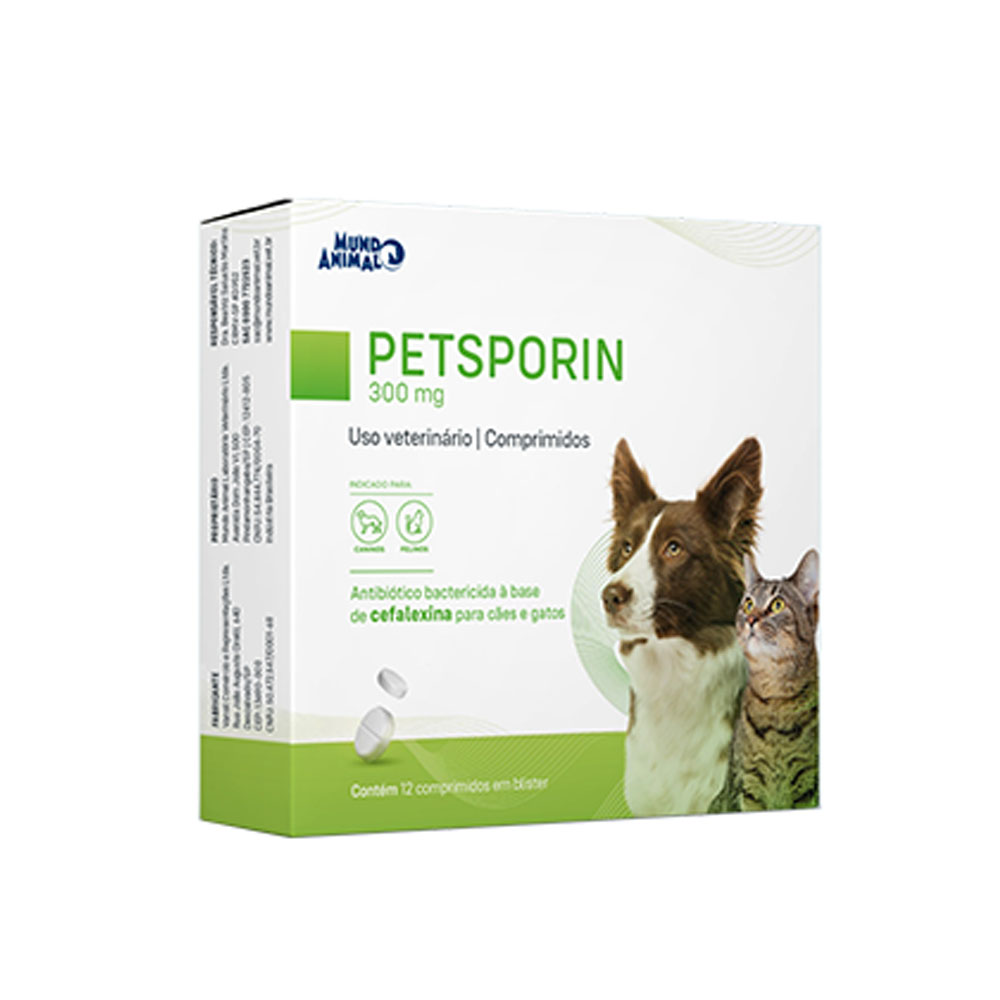 Petsporin 300mg para Cães e Gatos 12 Comprimidos Mundo Animal