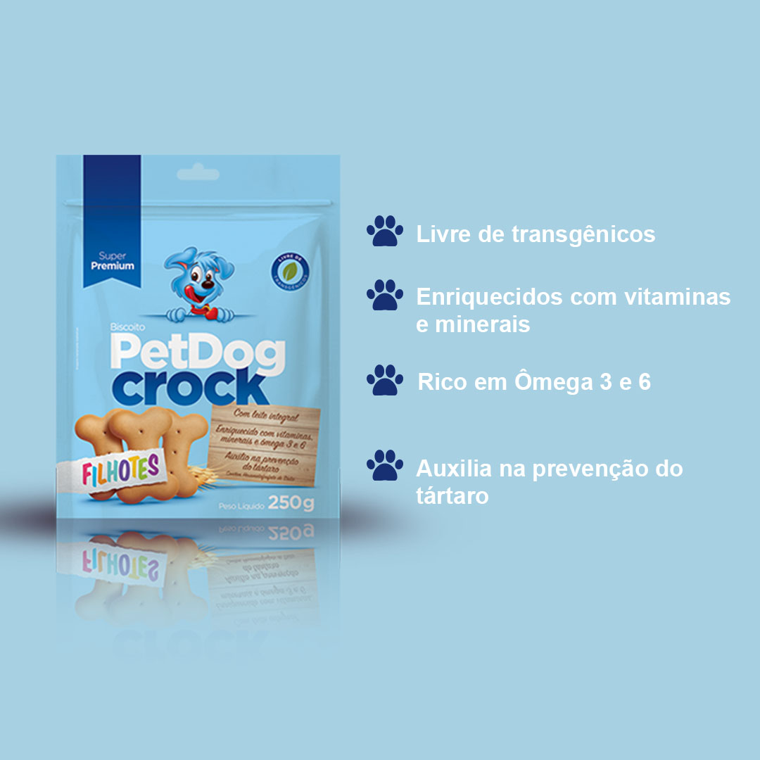 Biscoito para Cães Filhotes PetDog Crock 250g