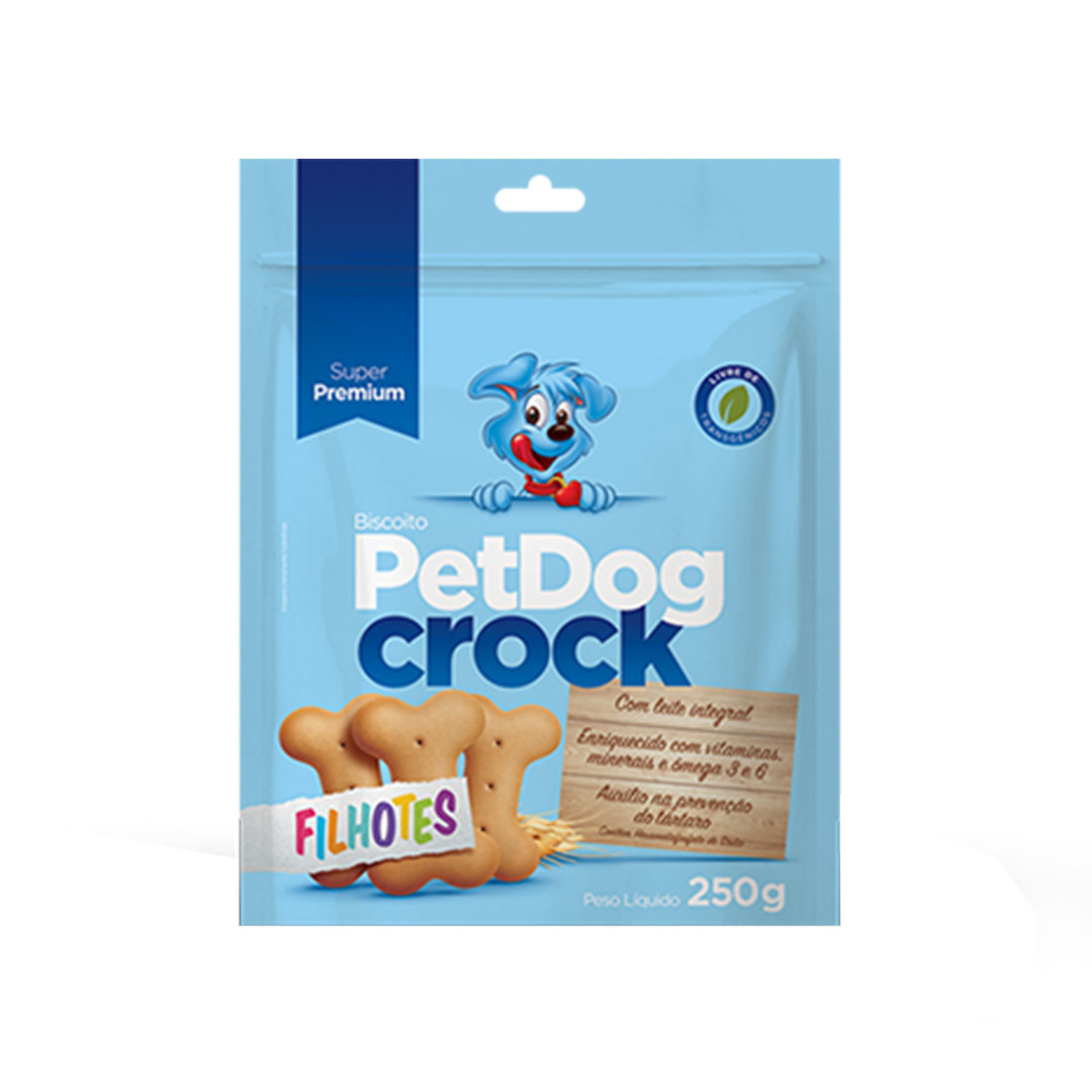 Biscoito para Cães Filhotes PetDog Crock 250g