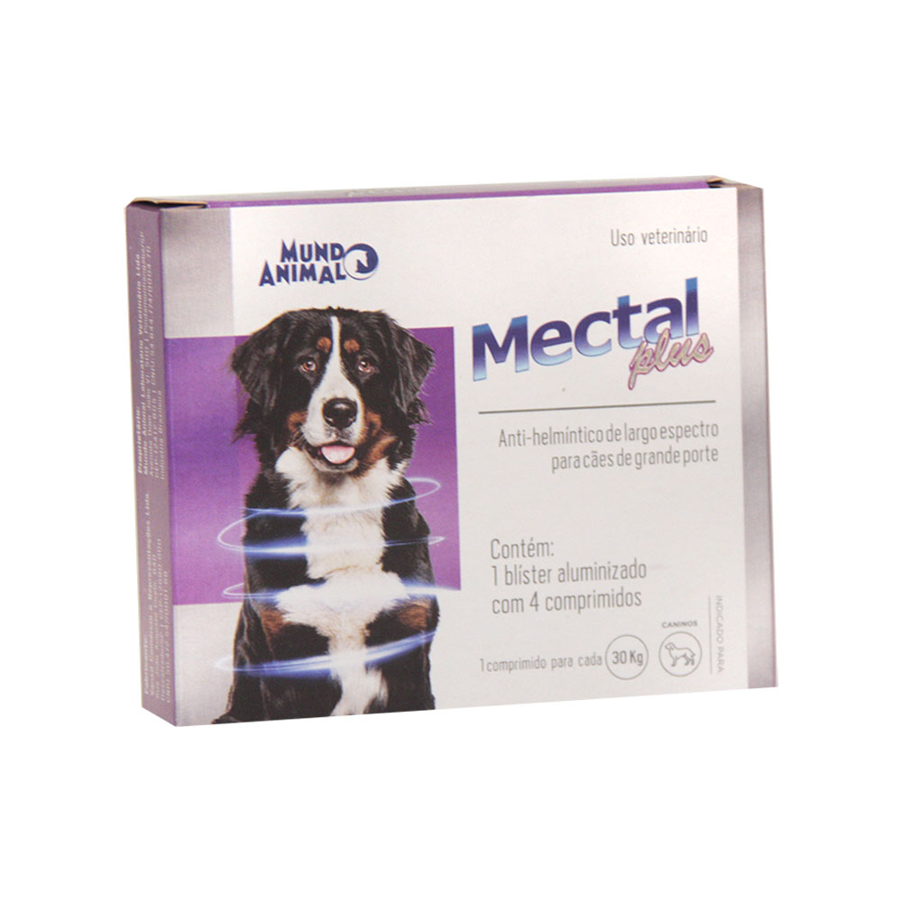 Vermífugo Mectal Plus para Cães 1980 mg 30Kg 4 Comprimidos Mundo Animal