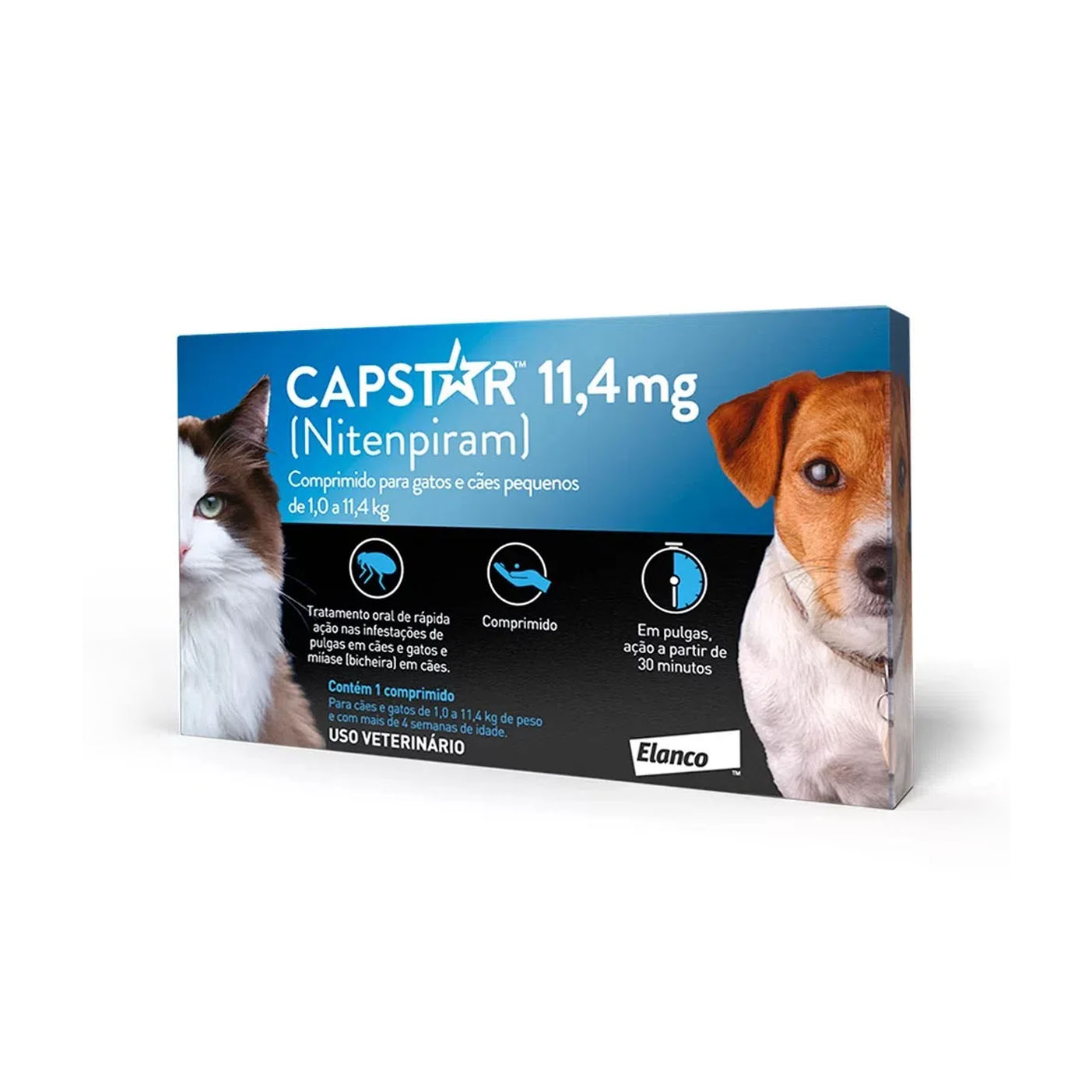 Capstar 11,4mg 1 Comprimido para Cães e Gatos de 1 a 11,4Kg Elanco