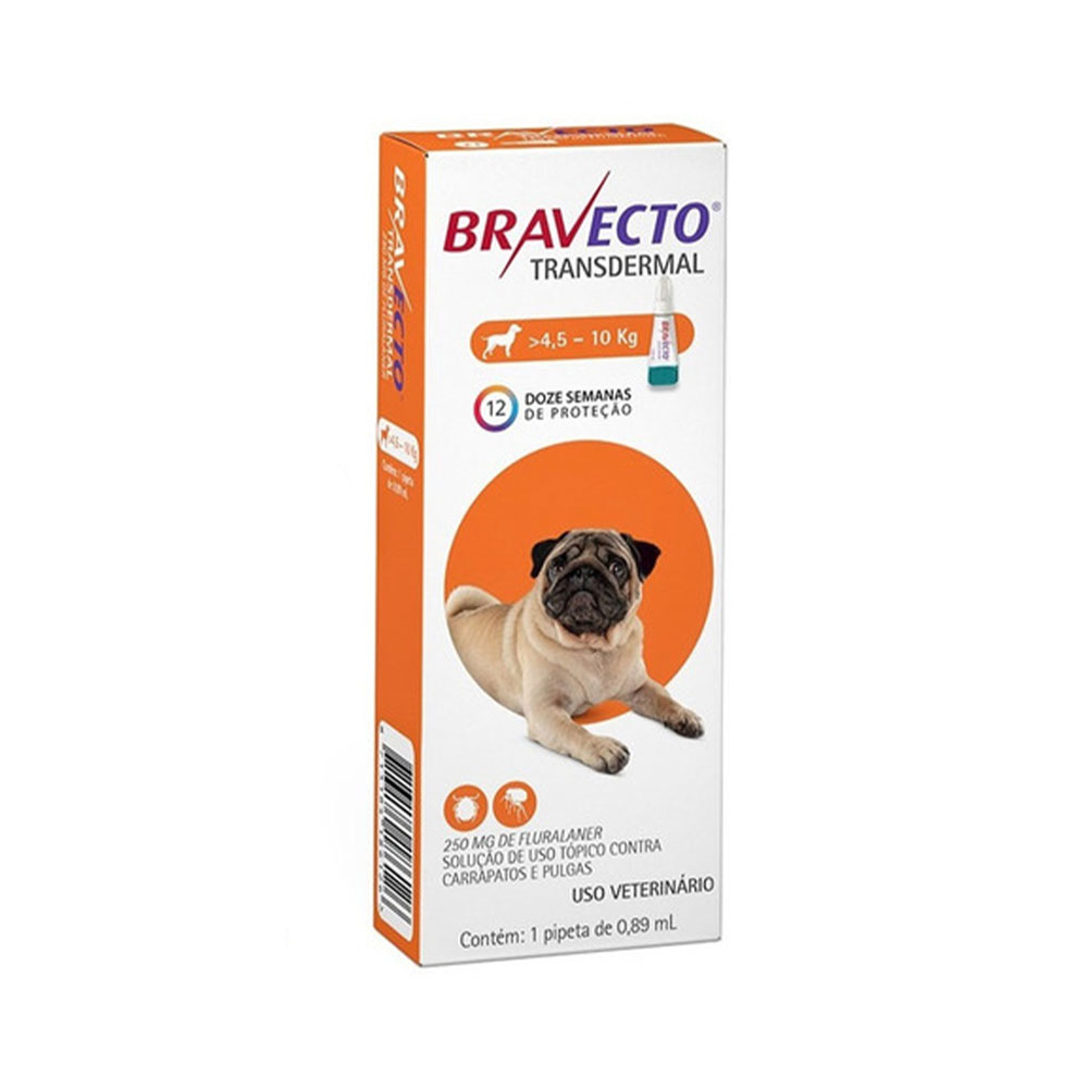 Bravecto Transdermal para Cães de 4,5 a 10Kg 250mg MSD