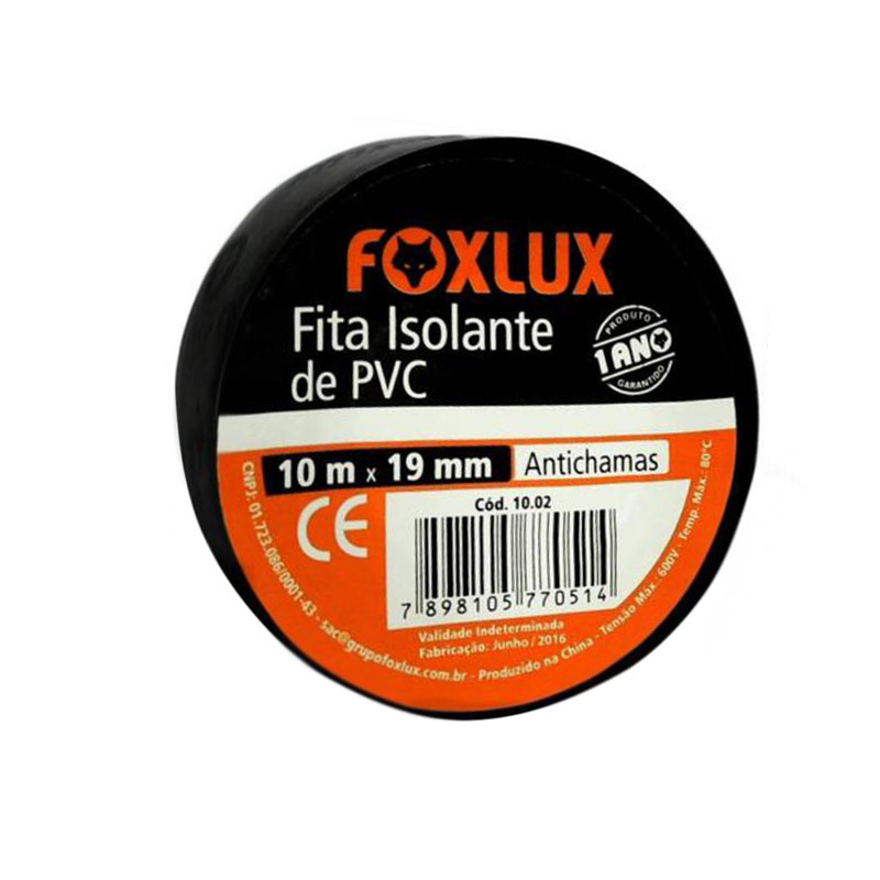 Fita Isolante 10m Preta Foxlux