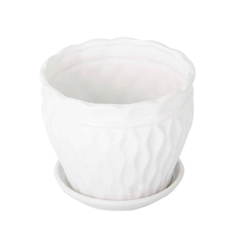 Cachepot Cerâmica Branco Grande GR210503 Casa Ok