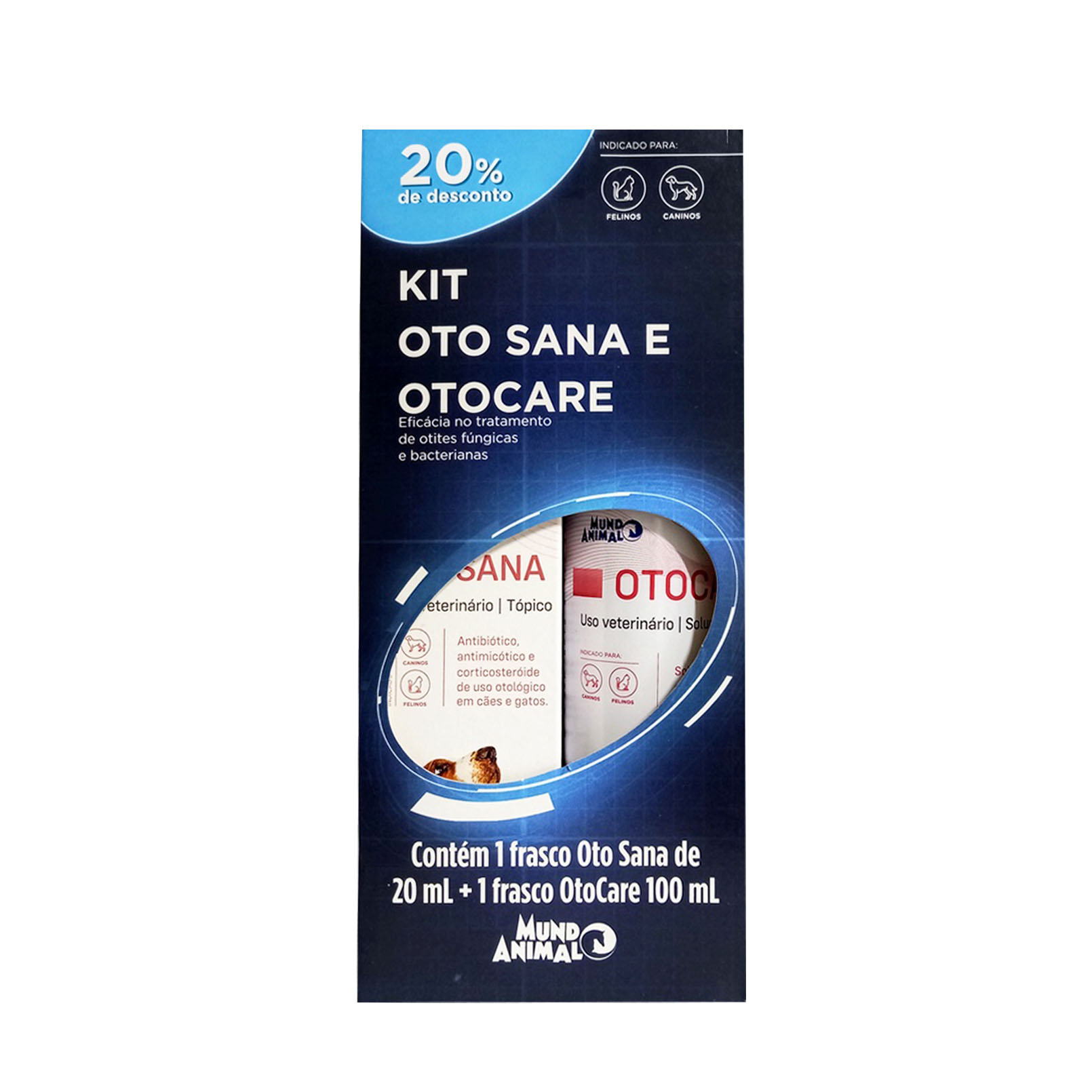 Kit Oto Sana e Otocare para Cães e Gatos Mundo Animal