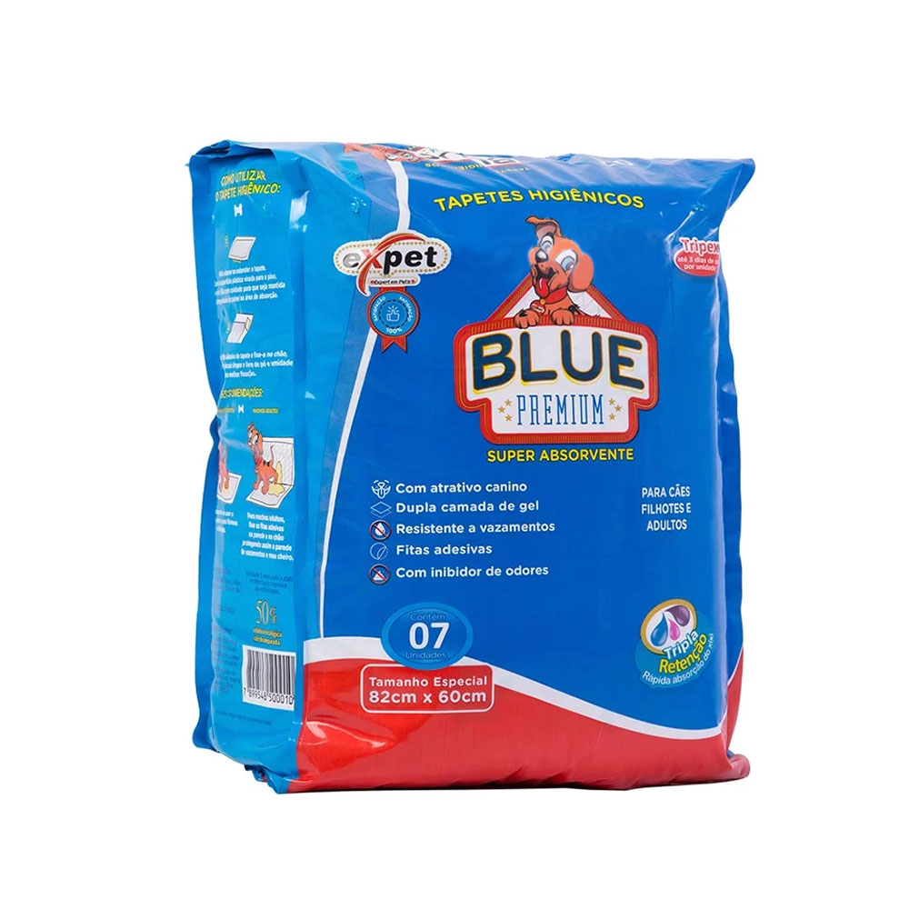 Tapete Higiênico Blue Premium 82x60cm para Cães 7 Unidades