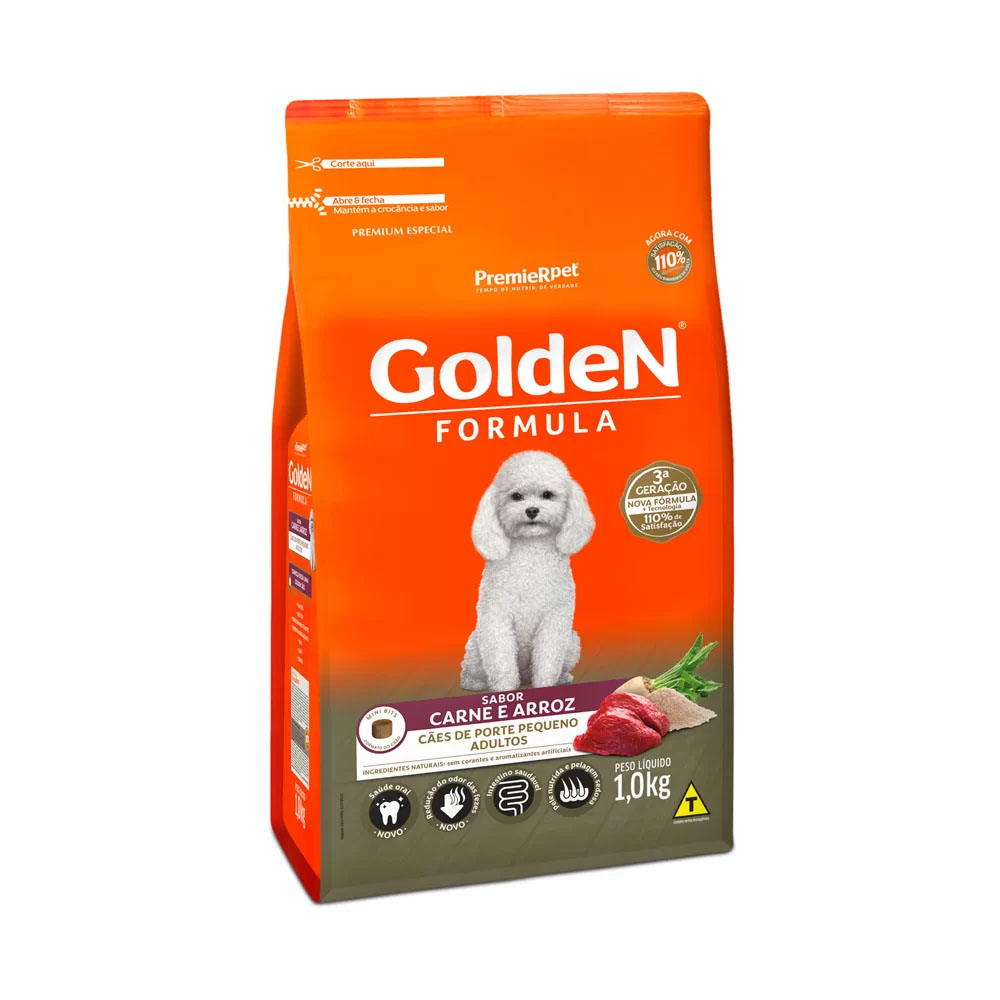 Ração Golden Formula para Cães Adultos de Pequeno Porte Sabor Carne e Arroz 1kg