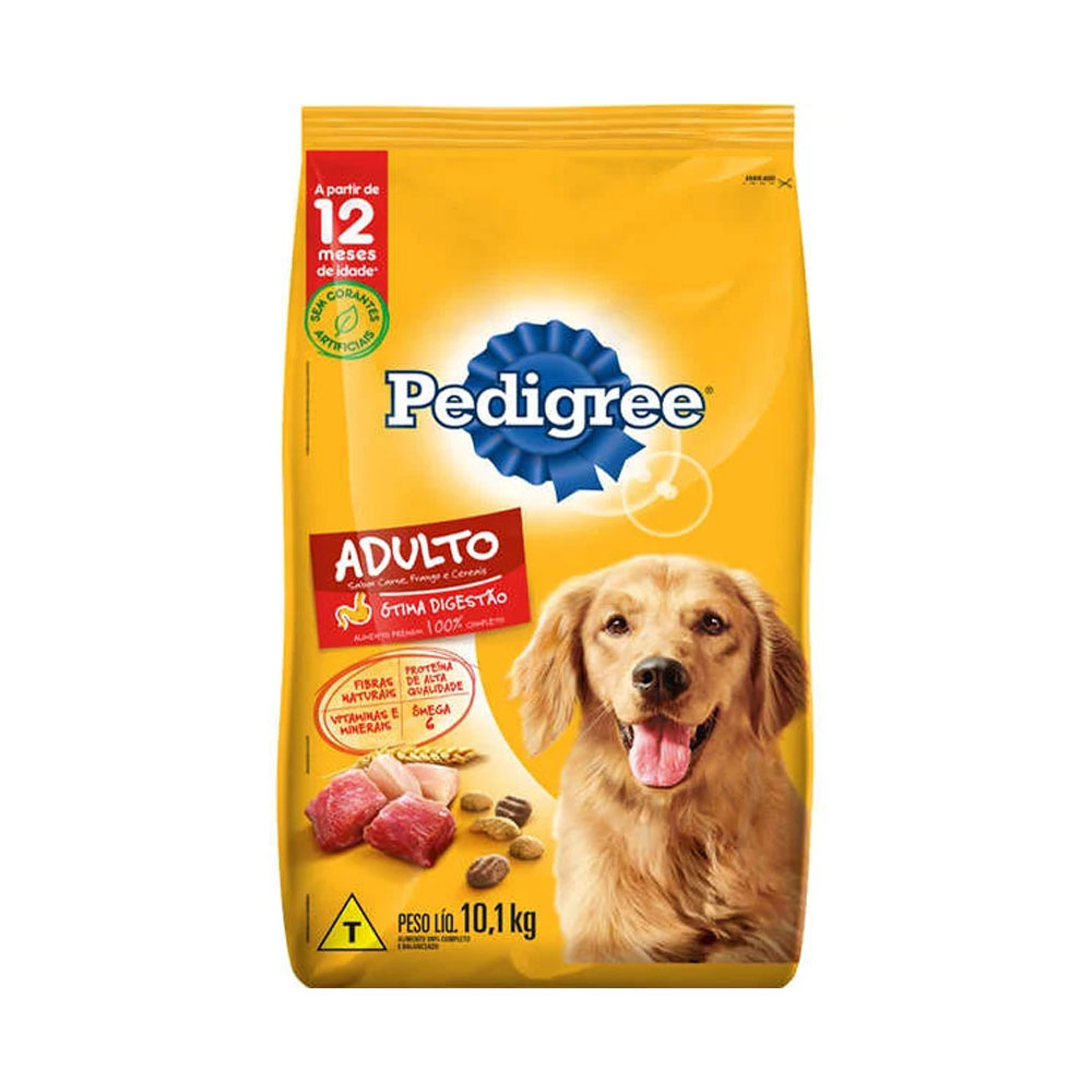 Ração Pedigree para Cães Adultos Sabor Carne, Frango e Cereais 10,1kg