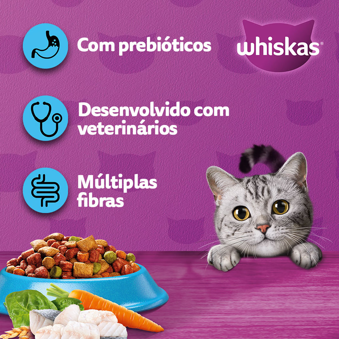 Ração Whiskas para Gatos Adultos Sabor Peixe 500g